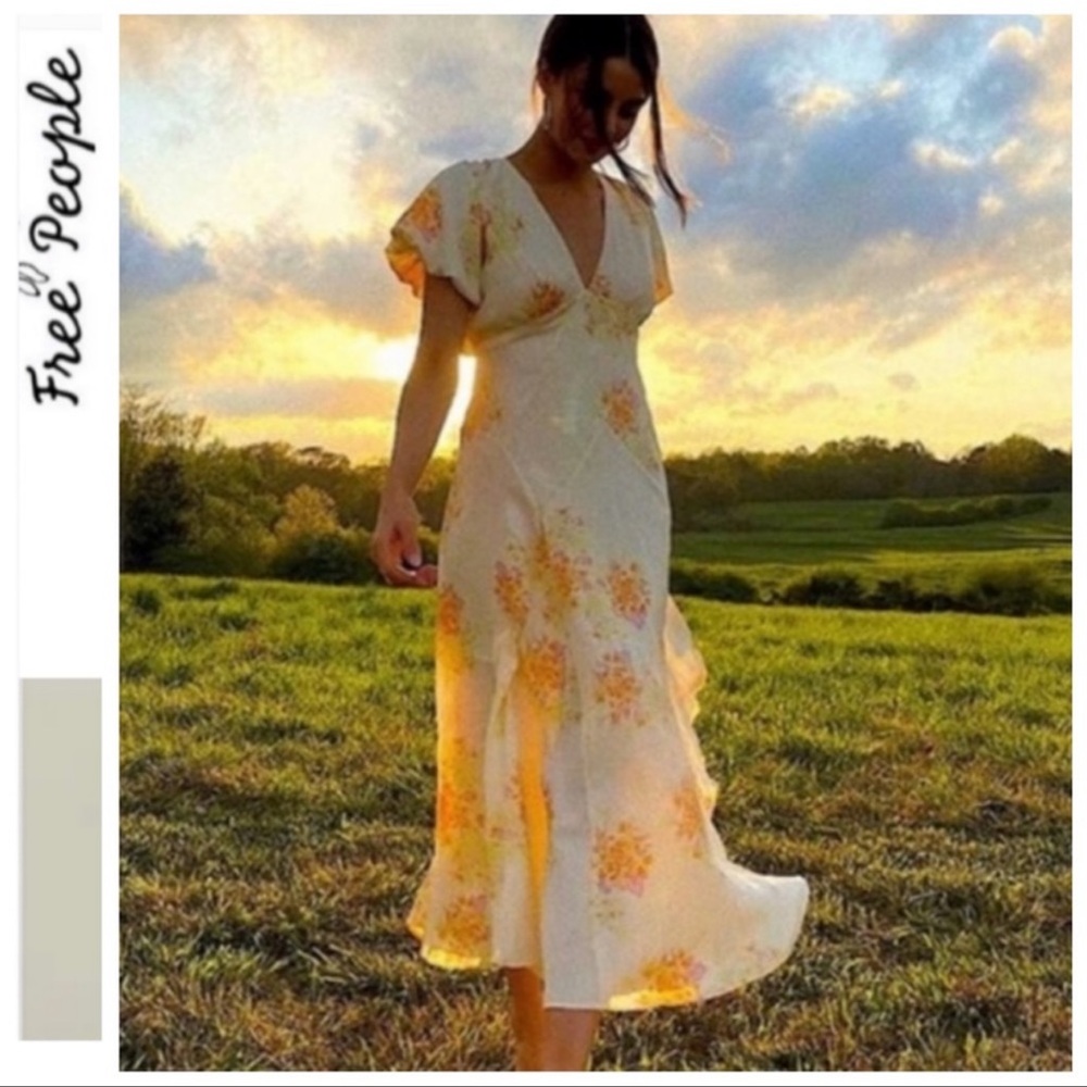 Free people floral open back maxi dress